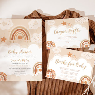 Convite para Chá de fraldas Boho Rainbow