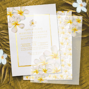 Convite Casamento de Frangipani com as flores brancas trop
