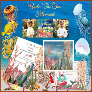 Convite Sob o Mar Sereia Cantando Coral Recife Aniversário