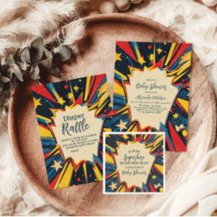 Convite Chá de fraldas Vintage Comic Book Boy