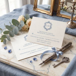 Convite de Casamento Arqueado Azul Poeirento Barro