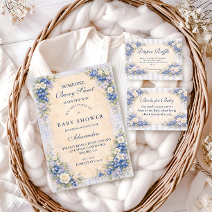 Convite Chá de Bebê Floral Mirtilo Vintage