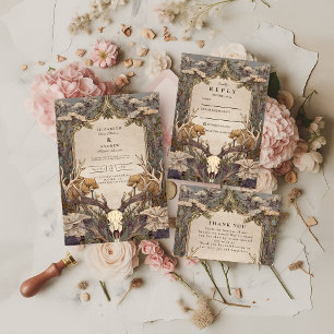 Convite Casamento de Antler Boho Floresta