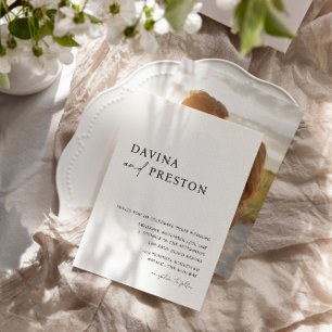 Cartão De Informações ATTIRE de Casamento de Código QR de Script Contemp