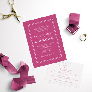 Convite Casamento Formal Simples Elegante Rosa Cassis