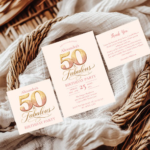 Cartão De Agradecimento Rosa Dourado Elegante 50º Aniversário