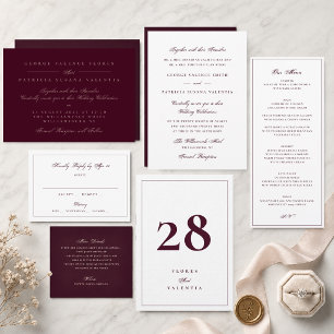 Convite Paisagem Plum Maroon Caligrafia Formal Elegante