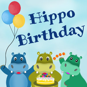 Adesivo Cartoon Safari Hippo Aniversário