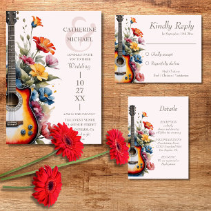 Convite Guitar Flor Silvestre Ampersand Casamento Musical