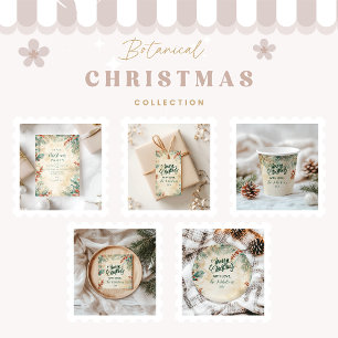 Cartão De Festividades Rustic Holly e Pine Christmas