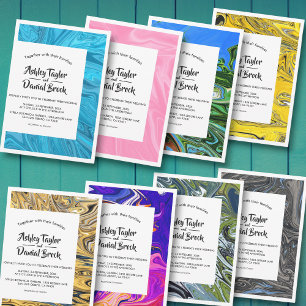 Convite Casamento Artístico Abstrato de Paisagem Mínima Mo