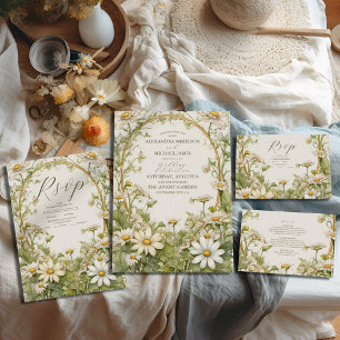 Cartão RSVP Vintage Daisy Wedding Art Nouveau