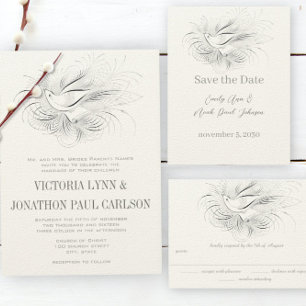 Convite Caneta Flourish Vintage Love Invitation