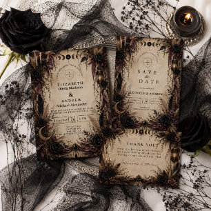 Convite Casamento Boho Goth