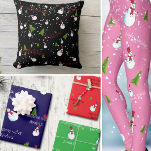 Cartão Postal Personalised Christmas Snowman Holiday Postcard