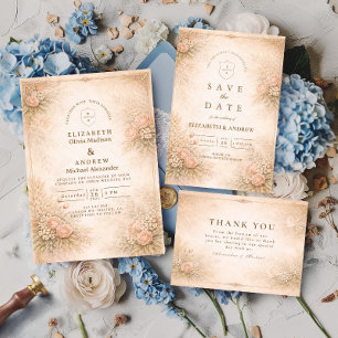 Convite Jardim Vintage Floral Antigo Casamento