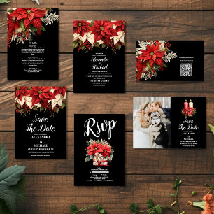 Reserve A Data Foto Rustic Black Poinsettia Casamento de Natal