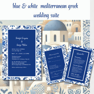 Convite Casamento Grego Azul de Santorini