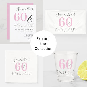 60º Aniversário Convite de festas Rosa Moderno