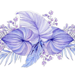 Convite Casamento de Folhas Azuis Roxais Tropicais