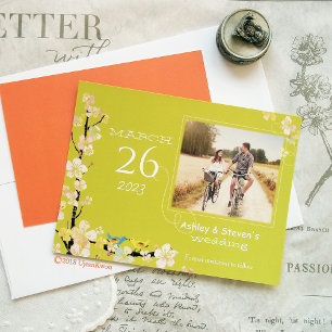 Convite Casamento Verde da Apple Theme Romântico