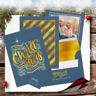Cartão De Festividades Magical Christmas Typography Gold ID441