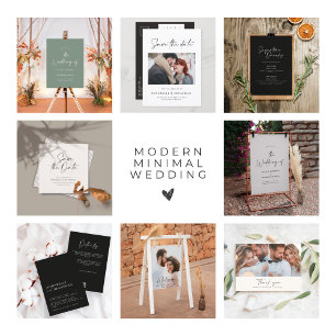 Convite Casamento contemporâneo de moderno preto e branco