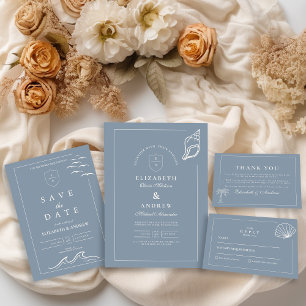 Cartão RSVP Casamento de Desenho de Mão Náutica
