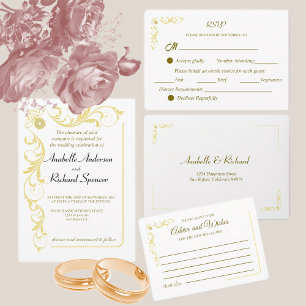 Convite Casamento de Recepção Victoriana Elegante