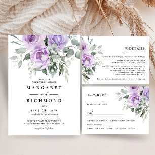 Adesivo Redondo Dusty Purple Rustic Floral Casamento