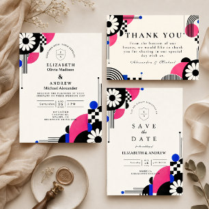 Convite Casamento Romântico Retro dos Anos 60