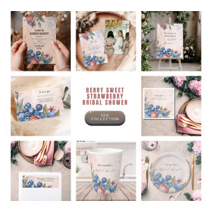 Cartão De Informações Chá de panela de Morango Chic Berry Sweet