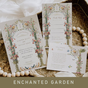 Convite Casamento Islâmico do Jardim da Vintagem Encantado