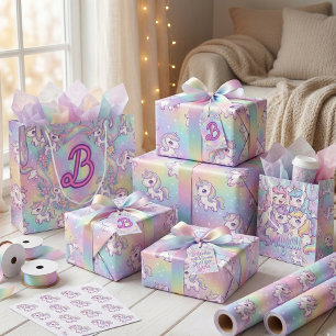 Convite Lindo Unicórnio Kawaii Arco-íris Pastel Mágico