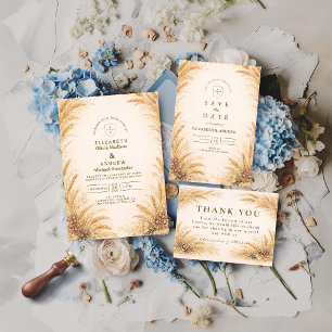 Cartão RSVP Casamento Rústico em Campo de Trigo Antigo