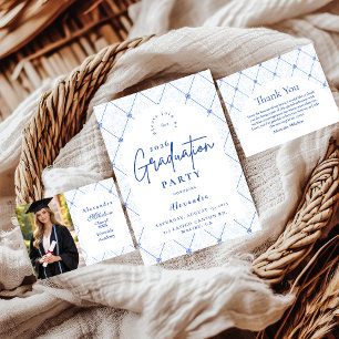 Anúncio Festa de Formatura Jardim Floral Azul Vintage Foto