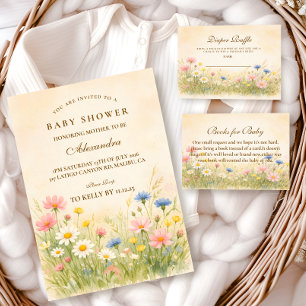 Convite Conjunto de Chá de Bebê Meadow Gold Wildflower