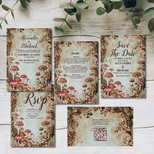 Convite Casamento de Cogumelo de Cobra de Madeira