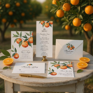 Cartão De Agradecimento Casamento de Citros Mediterrâneo Laranja