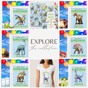 Convite Festa Como Um Dinossauro Divertido E Balões Bonito