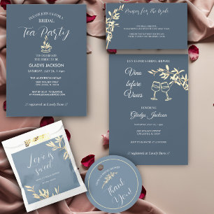 Convite Sinfonia Floral do eterno no Chá de panela Azul