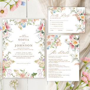 Reserve A Data Festa de Jardim Floral Pastel de Flores Silvestres