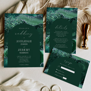 Convite Casamento do Arco do Emerald Green Glitter