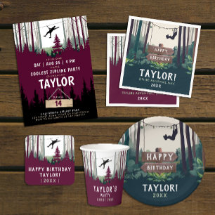 Adesivo Quadrado Zipline Nature Adventure Burgundy