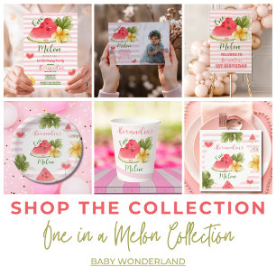 Convite Foto Watercolor 1 num primeiro aniversário do Melã