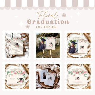 Anúncio Graduação Floral Rosa Fotográfica