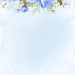 Convite Dusty Blue Watercolor Peony Blossoms Casamento Chi