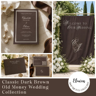 Prato De Papel Casamento Clássico Dinheiro Antigo Marrom Escuro
