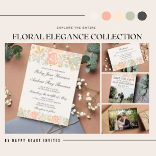 Reserve A Data Sage De Pêssego De Elegância Floral Salva A Data