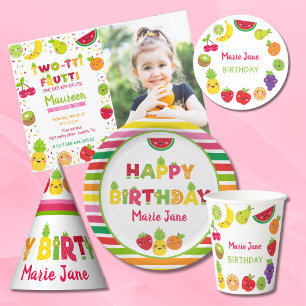 Convite FOTO DO segundo aniversário Twotti frutti